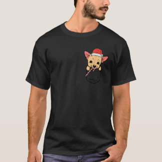 T-shirt Pocket Chihuahua Chiwawa Père Noël Chien Noël Xmas