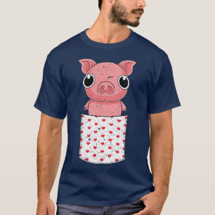 T-shirt Pocket Farm Animal Piglet Lover Farmer Cute Pig 