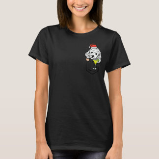 T-shirt Pocket Père Noël Poodé Joli Noël En Juillet Chien 
