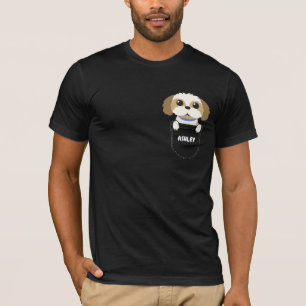 T-shirt Pocket Shih tzu chiot chien mignon