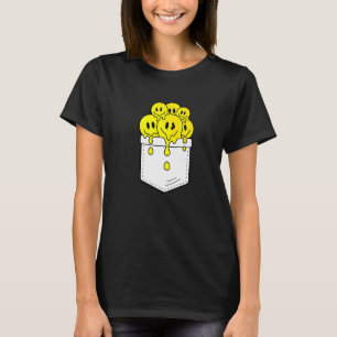 T-shirt Pocket Smile Jaune Face à la fonte du graphique du