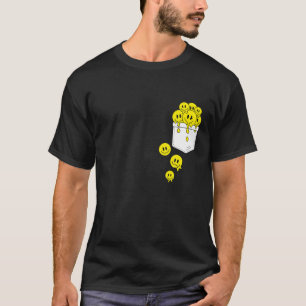 T-shirt Pocket Smile Jaune Face à la fonte du graphique du