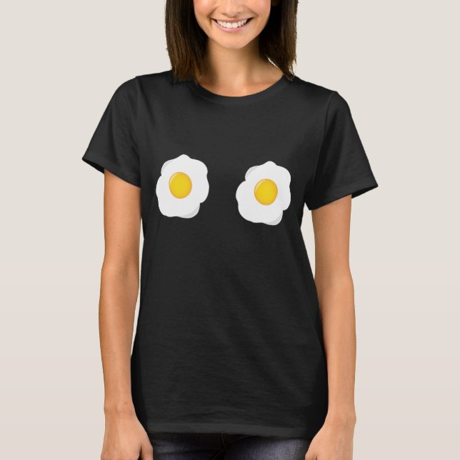 T-shirt Poêles à oeufs frits amusants Foodie à pois plats (Devant)