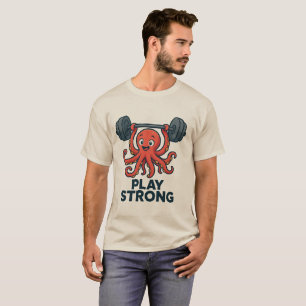 T-shirt Poids Du Cartoon Octopus - Jouer À Une Salle De Sp