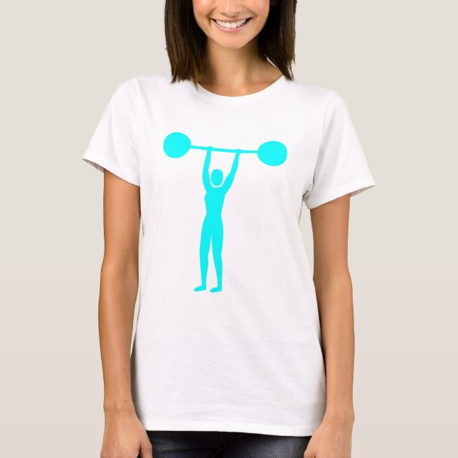 T-shirt Poids Lifting 02 - Cyan (Devant)