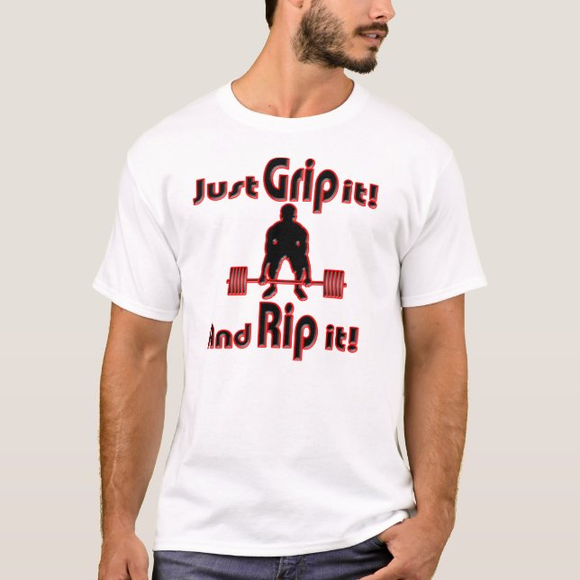 T-shirt Poignée d'homme fort il et la déchirent (Devant)