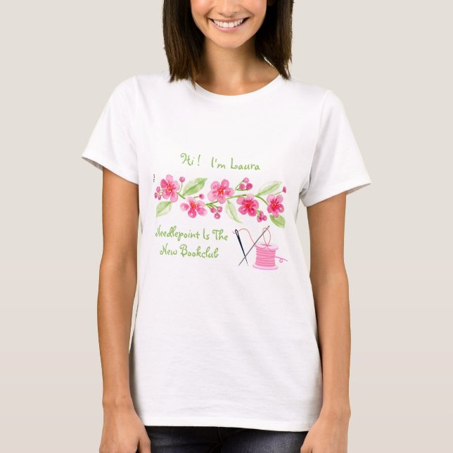 T-shirt Poignées à la main Cerisier Fleur Needlepoint PERS (Devant)