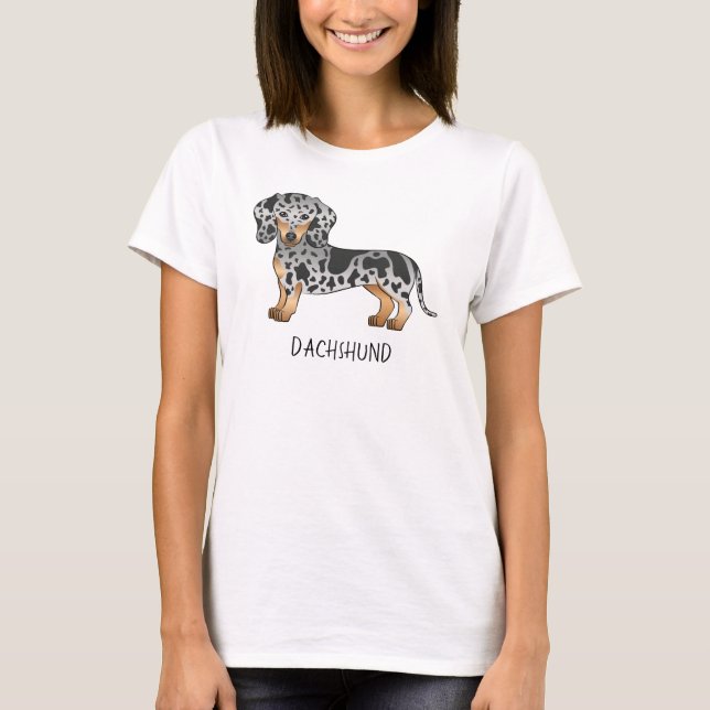 T-shirt Poil court et noir et tan Dachshund et texte (Devant)