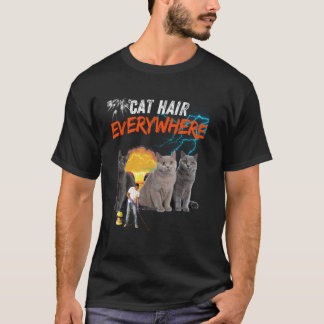 T-shirt Poils de chat partout, conception de chat drôle, a