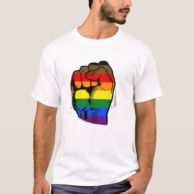 T-shirt Poing Rainbow Pride (Devant)