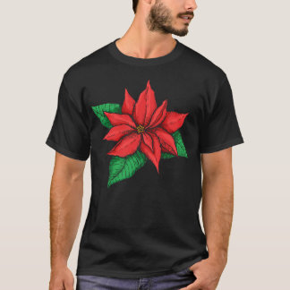 T-shirt Poinsettia. Fleur décoration de Noël