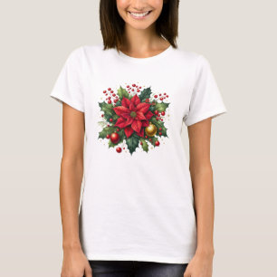 T-shirt Poinsettia Floral Noël – Fêtes de fin d'année