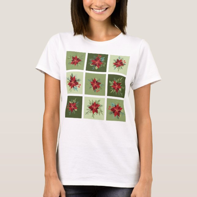 T-shirt Poinsettias Patchwork (Devant)