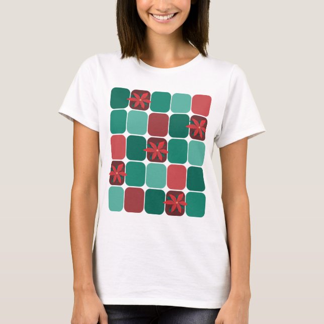 T-shirt Poinsettias Patchwork (Devant)