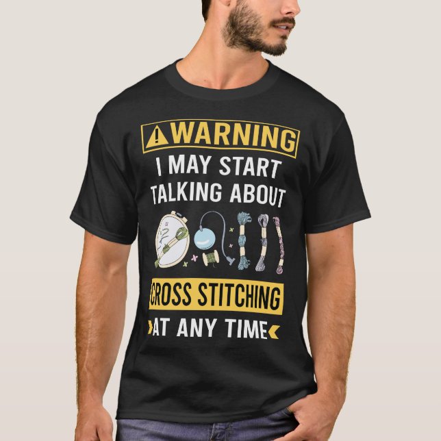 T-shirt Point de croix d'avertissement drôle (Devant)