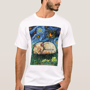 T-shirt Point de flamme dormant Siamese Chat Starry Nuit