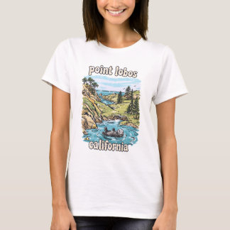 T-shirt Point Lobos Parc Californie Joli Paysage Rétro 
