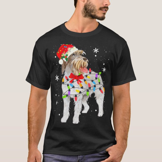 T-shirt Pointeur à poils durs Griffon Chien Noël Noël Noël (Devant)