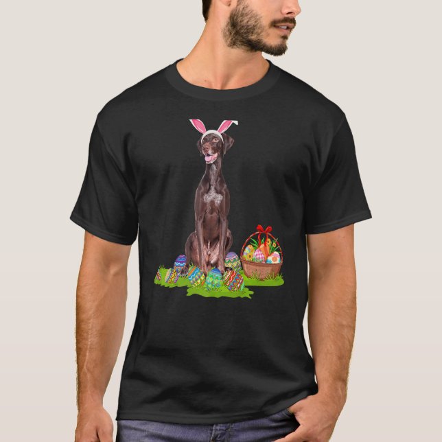 T-shirt Pointeur Chien de Pâques Chasse Oeuf Bunny Pointeu (Devant)