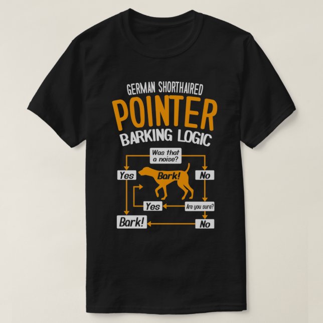 T-shirt Pointeur court allemand logique d'écorce chien drô (Design devant)