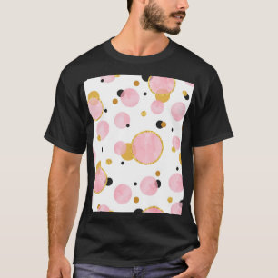 T-shirt Points D'Or Rose, Vintages Géométriques.