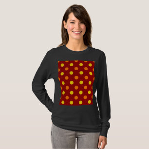 T-shirt Points oranges et jaunes sur fond rouge