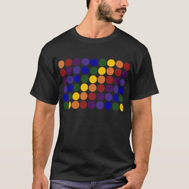 T-shirt Pois arc-en-ciel en noir (Devant)