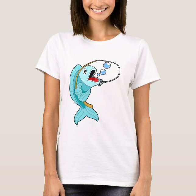 T-shirt Poisson avec canne à pêche (Devant)
