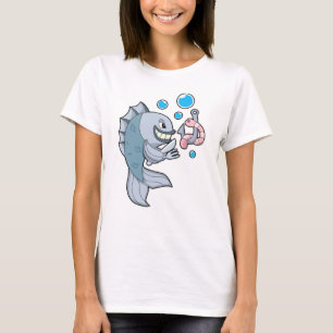T-shirt Poisson avec hameçon et ver de poisson
