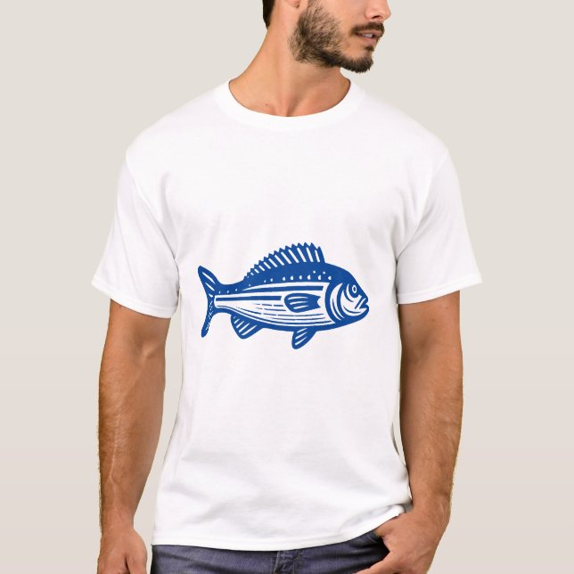 T-shirt Poisson - Bleu profond (Devant)