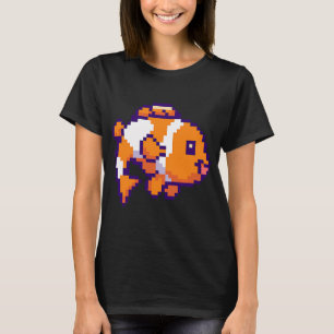 T-shirt Poisson clown pixelisé orange et blanc