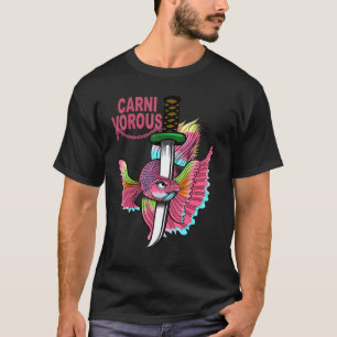T-shirt Poisson combattant carnivore design coloré