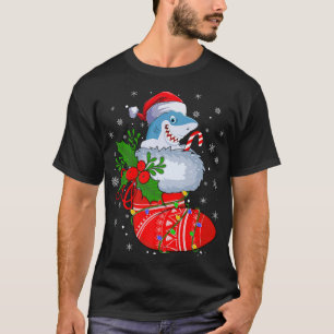 T-shirt Poisson De Requin Drôle Dans Chaussettes De Noël P