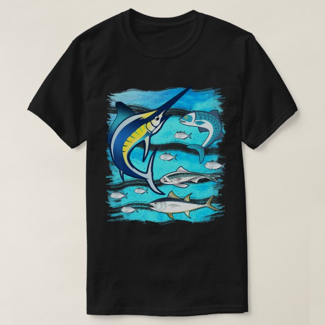 T-shirt Poisson d'eau salée Espadon Mahi Tuna Kingfing Atl (Design devant)