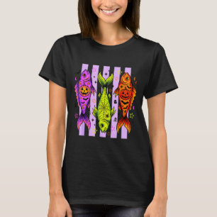 T-shirt Poisson effrayant rétro halloween citrouille pêche