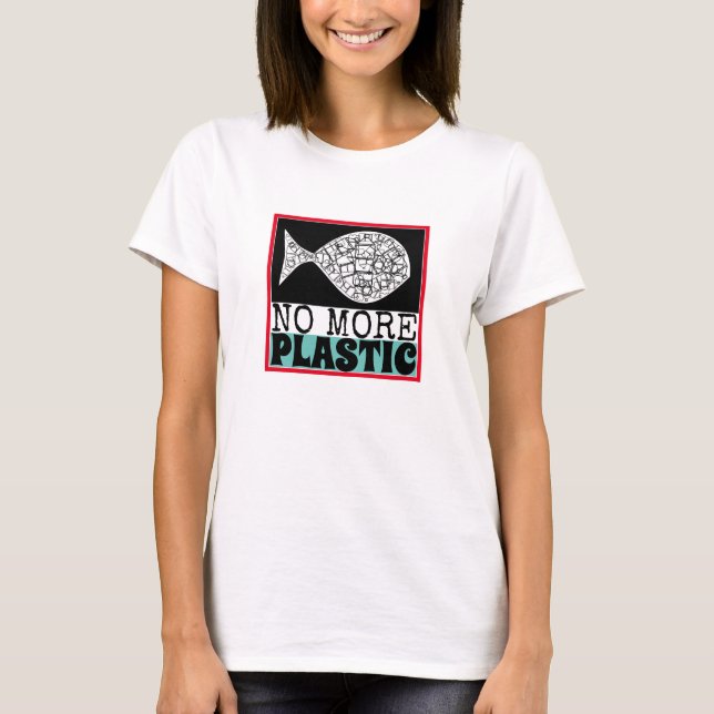 T-shirt Poisson en plastique, changement climatique (Devant)