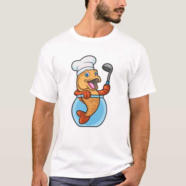 T-shirt Poisson en verre comme cuire avec cuillère à soupe (Devant)