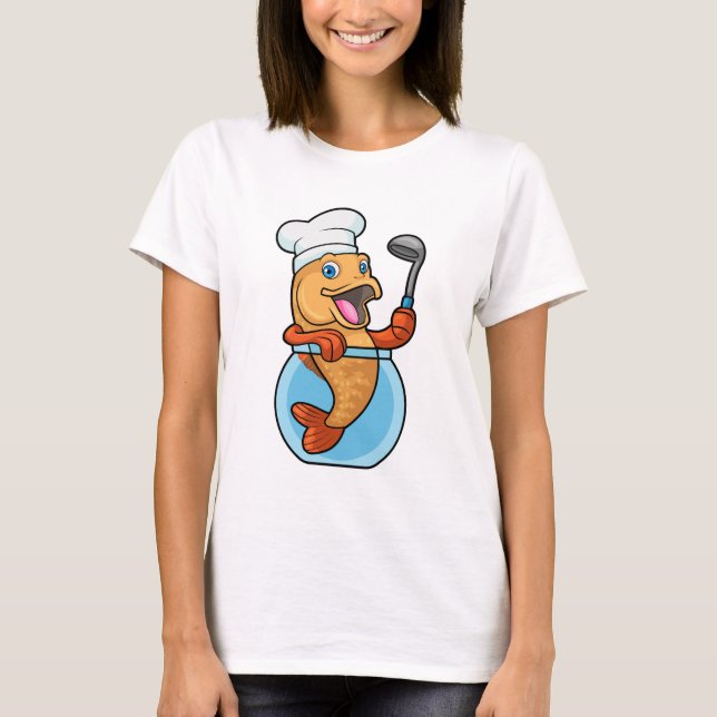 T-shirt Poisson en verre comme cuire avec cuillère à soupe (Devant)