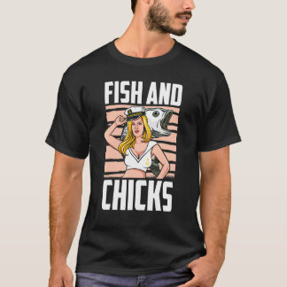 T-shirt Poisson Et Poussins Voile Navigation Bateau Voili