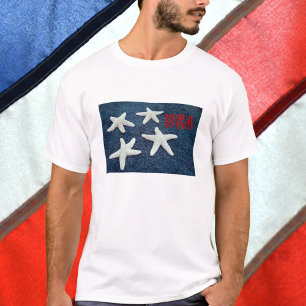 T-shirt Poisson étoilée rouge blanc et bleu