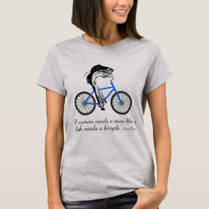 T-shirt Poisson féministe à vélo (avec citation)