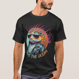T-shirt Poisson gonflable et poisson tacheté portant des l
