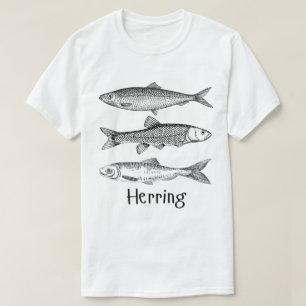 T-shirt Poisson hareng, simple, art de trait minimal pour 