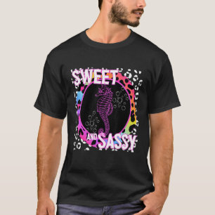 T-shirt Poisson hippocampe Impression léopard arc-en-ciel