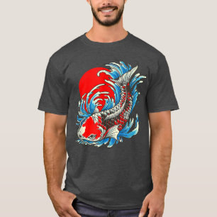 T-shirt Poisson japonais Koi Lune rouge