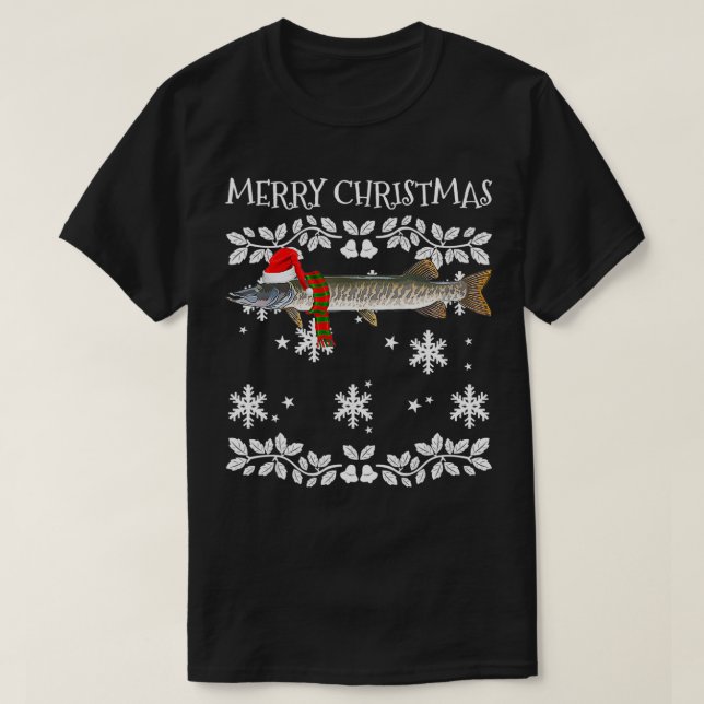 T-shirt Poisson Joyeux Noël Ornement Musky Vilain Noël (Design devant)
