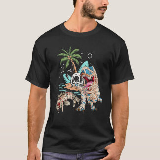 T-shirt Poisson Koï chevauchant des dinosaures Halloween