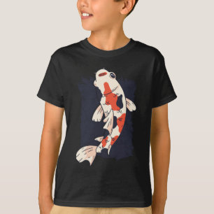 T-shirt Poisson Koi mignon aux couleurs noir blanc rouge