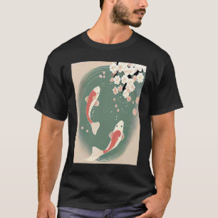 T-shirt Poisson koi nageant dans un étang à fleur de ceris