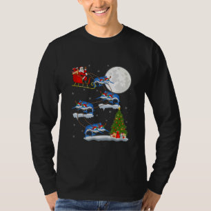 T-shirt Poisson Marlin blanc Père Noël équitation Xmas